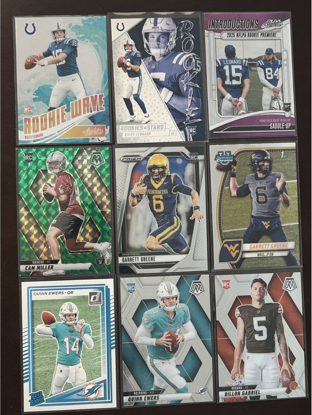 2025 ROOKIE QB PANINI COLLECTION+SPECIAL INSERT MOSAIC GREEN PARALLEL 9 CARD LOT